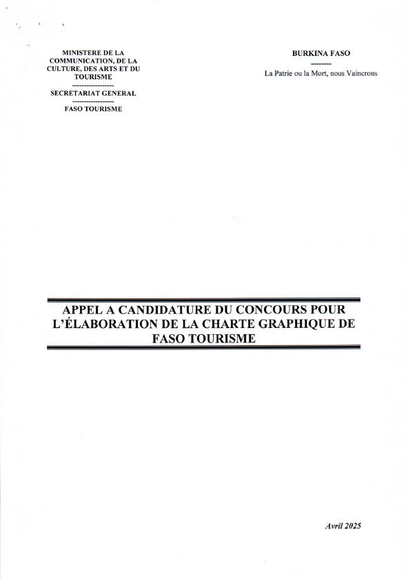 image article OUVERTURE DU CONCOURS POUR L'ÉLABORATION DE LA CHARTE GRAPHIQUE DE FASO TOURISME !
